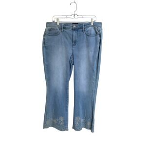NYDJ Not Your Daughter's Jean Floral Embroidered Flare Jeans Medium Wash Size 12